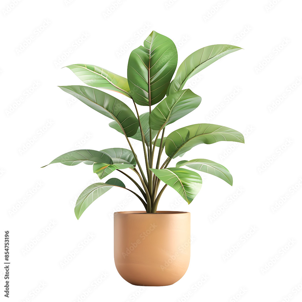 A potted houseplant with lush green leaves A potted houseplant with lush green leaves