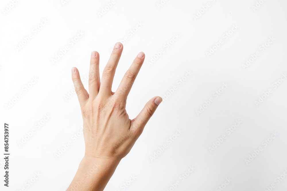 Hand with five fingers up, isolated on white background Hand with five fingers up, isolated on white background