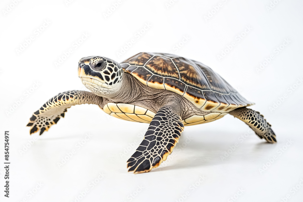 Obraz premium Sea Turtle Walking on White Background