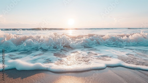 Fototapeta Naklejka Na Ścianę i Meble -  Waves on the beach with the phrase Release and Relax