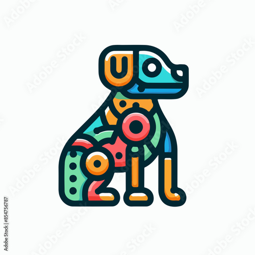 cute cartoon adorable robot dog. robot dog mascot logo vector illustration