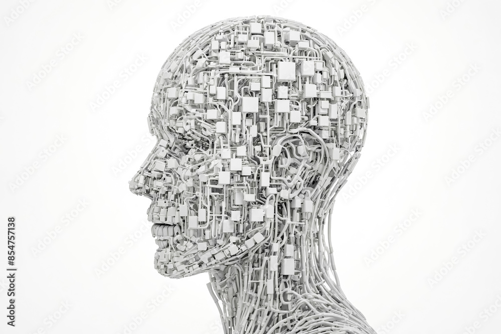 3D Render of a Human Head Made of Wires and Circuit Boards 3D Render of a Human Head Made of Wires and Circuit Boards