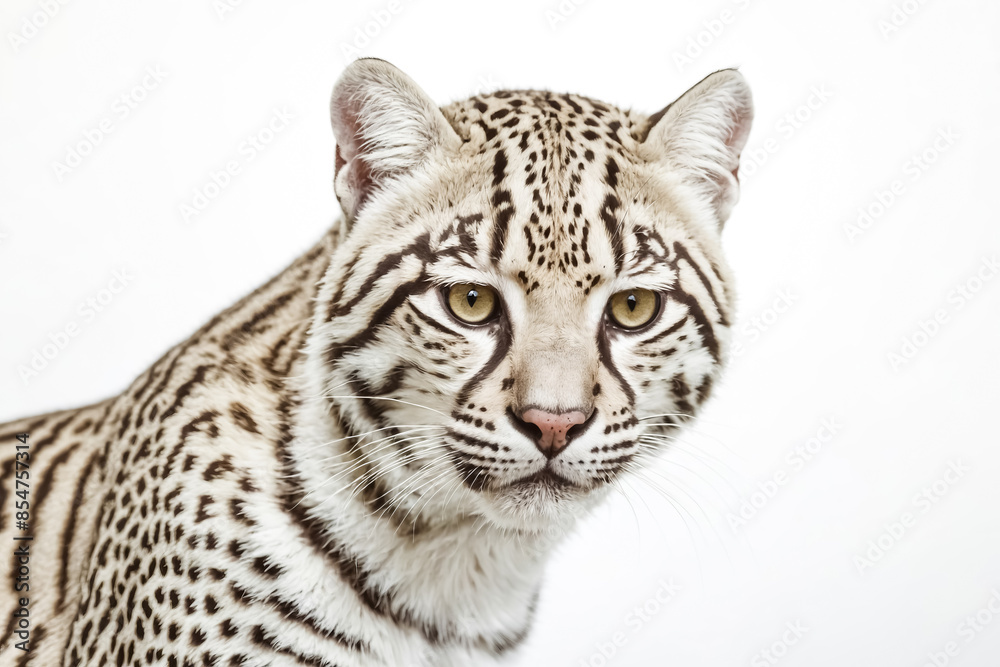 Close-up of a Wild Cat with a White Background Close-up of a Wild Cat with a White Background