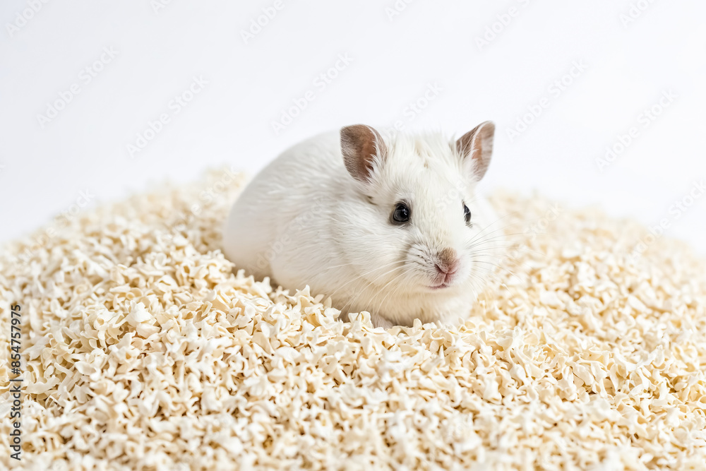 White Hamster In Shredded Paper White Hamster In Shredded Paper