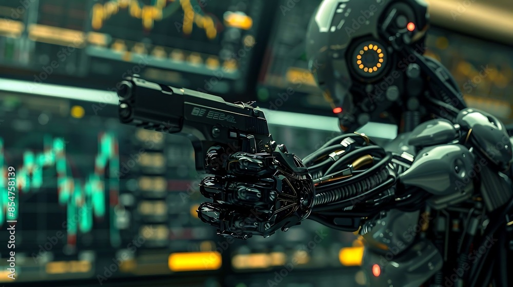 Fototapeta premium Robotics in security has revolutionized surveillance and protection mechanisms with its precision and efficiency. These automated systems utilize advanced sensors and algorithms to monitor and secure 