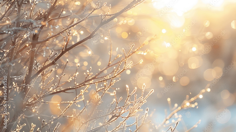Fototapeta premium Winter Branches Glistening in the Sun s Rays
