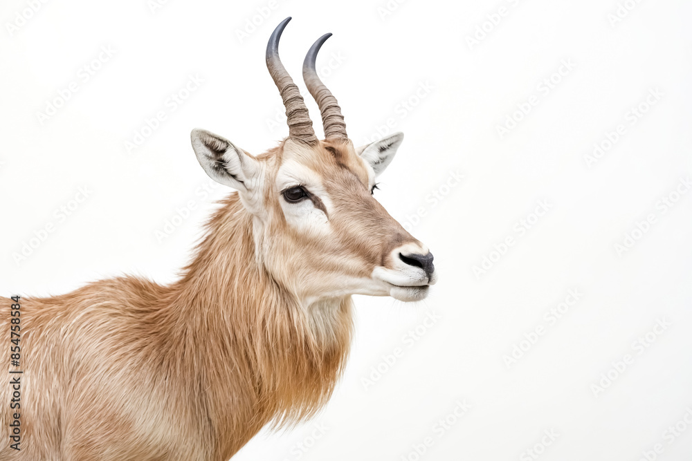 Close-up of a Sitatunga Antelope with a White Background Close-up of a Sitatunga Antelope with a White Background