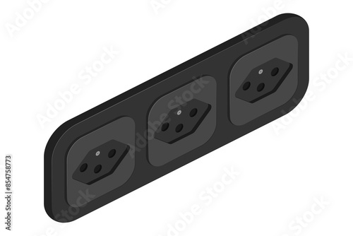 isometric power outlet socket swiss type j vector flat illustration