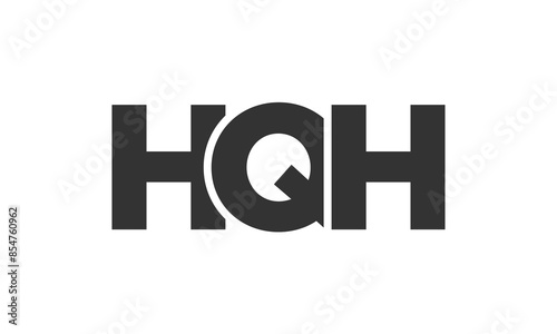 HQH logo design template with strong and modern bold text. Initial based vector logotype featuring simple and minimal typography. Trendy company identity.