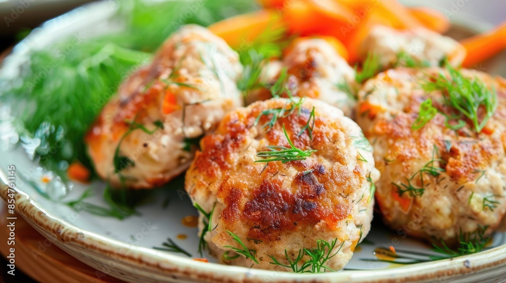 Patties carrots and dill dish on a plate Patties carrots and dill dish on a plate