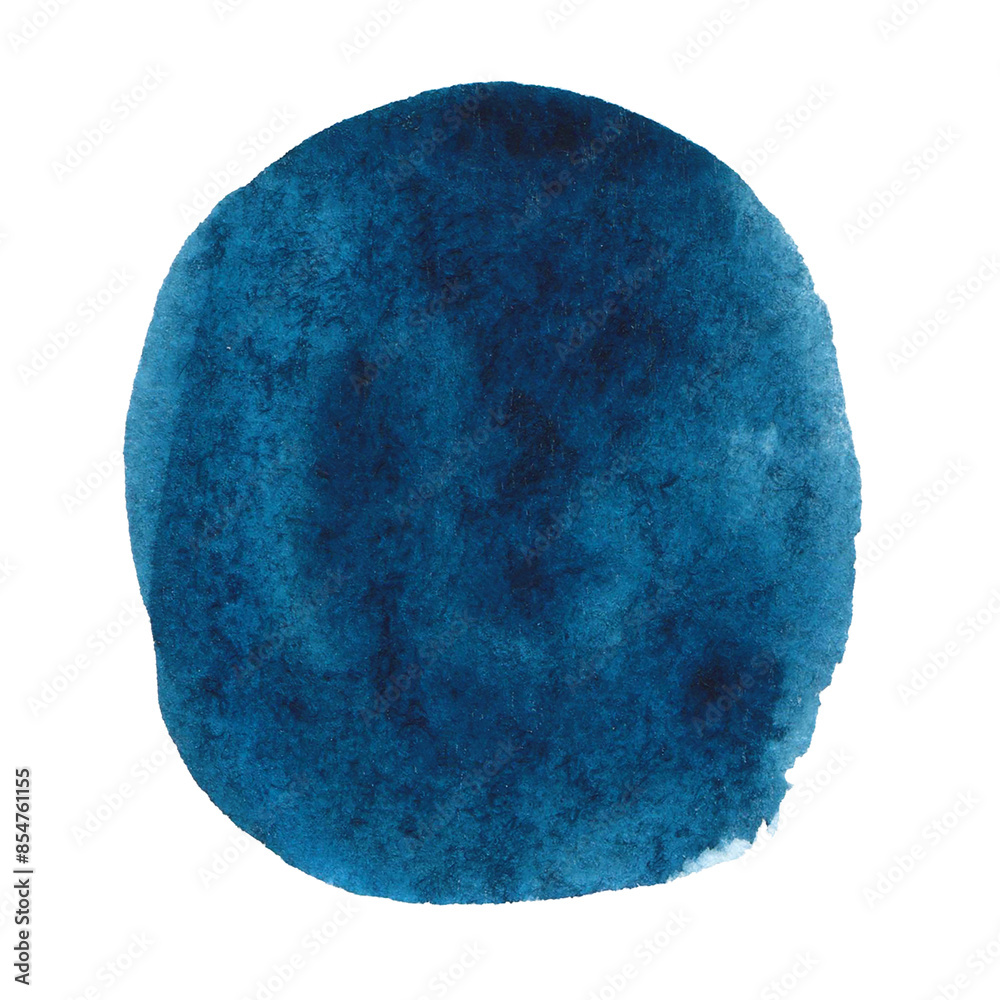 Oil art brush painted textured stripes isolated on white background, round palette watercolor blue strokes