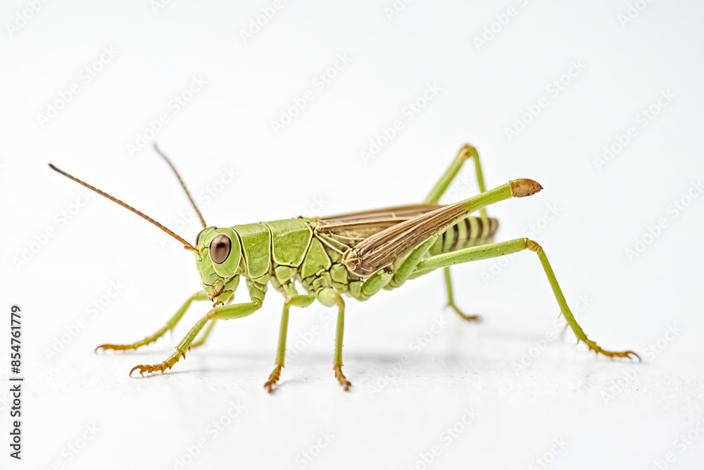 Green Grasshopper on White Background Green Grasshopper on White Background