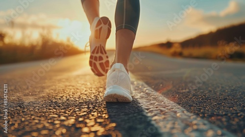 Running Towards the Sunset on a Country Road