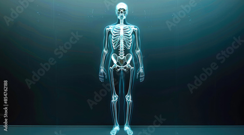 A full body skeleton X-ray of the human body Electric light. Generative AI. #854762188