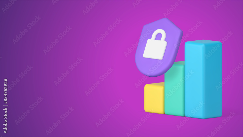 Data analyzing protection guarantee chart information management 3d icon realistic vector Data analyzing protection guarantee chart information management 3d icon realistic vector