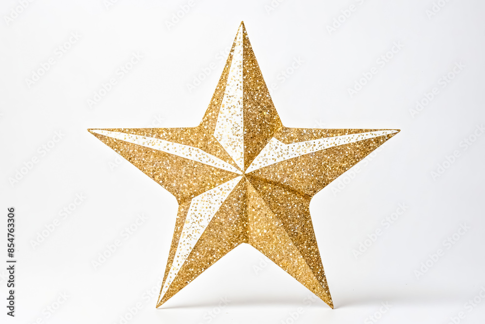 Gold Glitter Star on White Background Gold Glitter Star on White Background
