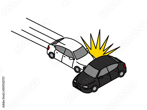 自動車の交通事故、衝突事故のイラスト