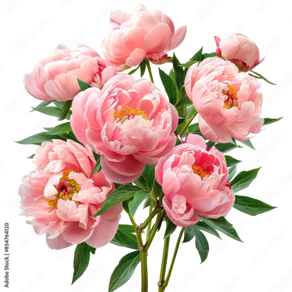 Peony Bouquet Isolated on Transparent or White Background, PNG Peony Bouquet Isolated on Transparent or White Background, PNG