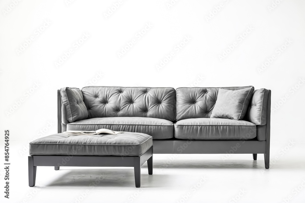 Fototapeta premium Grey Sofa and Ottoman