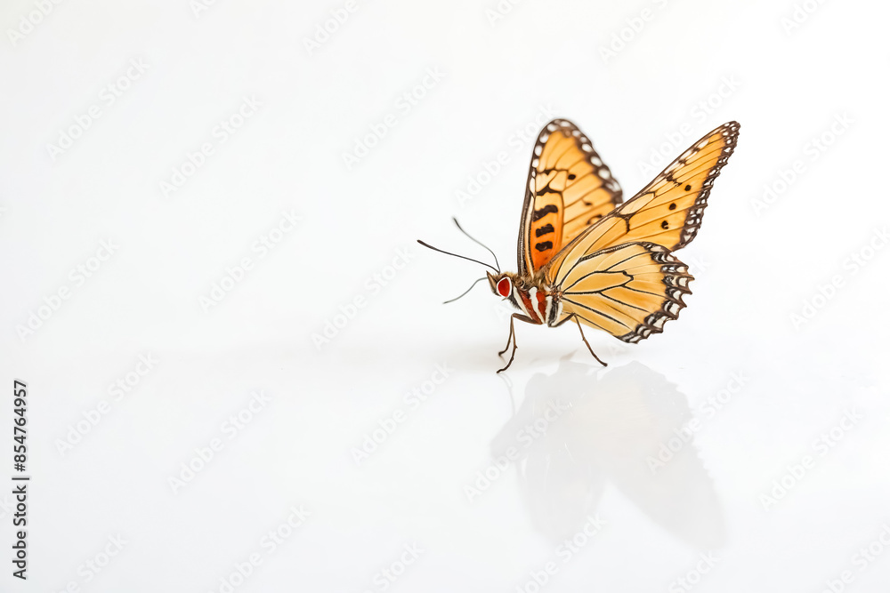 Obraz premium Orange butterfly on white background