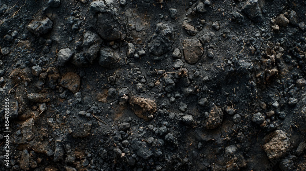 Top View of Dark Textured Soil and Rocks in Natural Landscape Top View of Dark Textured Soil and Rocks in Natural Landscape