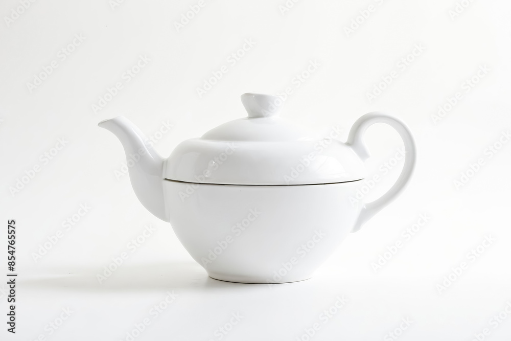 White ceramic teapot on white background White ceramic teapot on white background