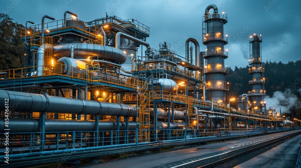Industrial Complex at Dusk
