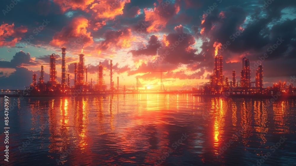 Industrial Sunset Over the Water Industrial Sunset Over the Water