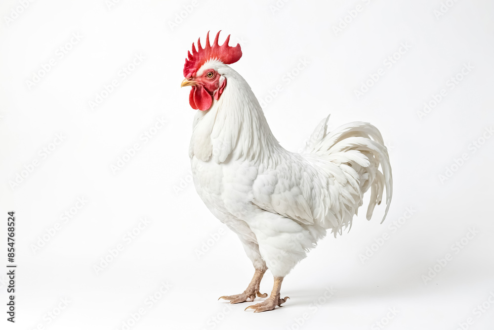 Fototapeta premium White Rooster on White Background