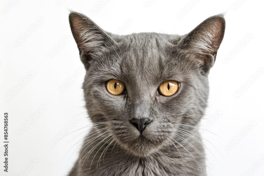 Portrait of a Grey Cat with Yellow Eyes Portrait of a Grey Cat with Yellow Eyes