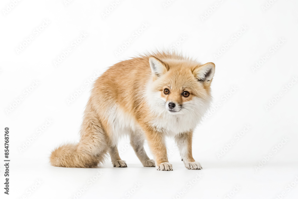 Cute Red Fox Standing on White Background Cute Red Fox Standing on White Background
