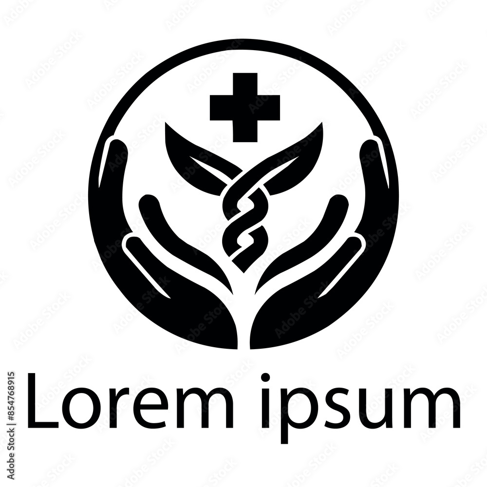 A black health care logo on white simple background A black health care logo on white simple background