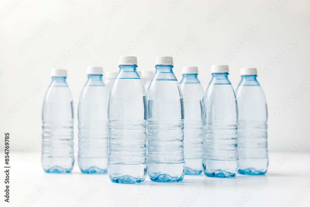 Row of Plastic Water Bottles