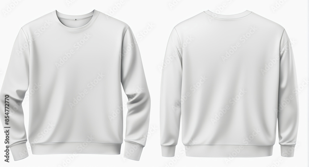 Set of white front and back view tee sweatshirt sweater long sleeve on white background cutout, Mockup template for artwork graphic design Set of white front and back view tee sweatshirt sweater long sleeve on white background cutout, Mockup template for artwork graphic design