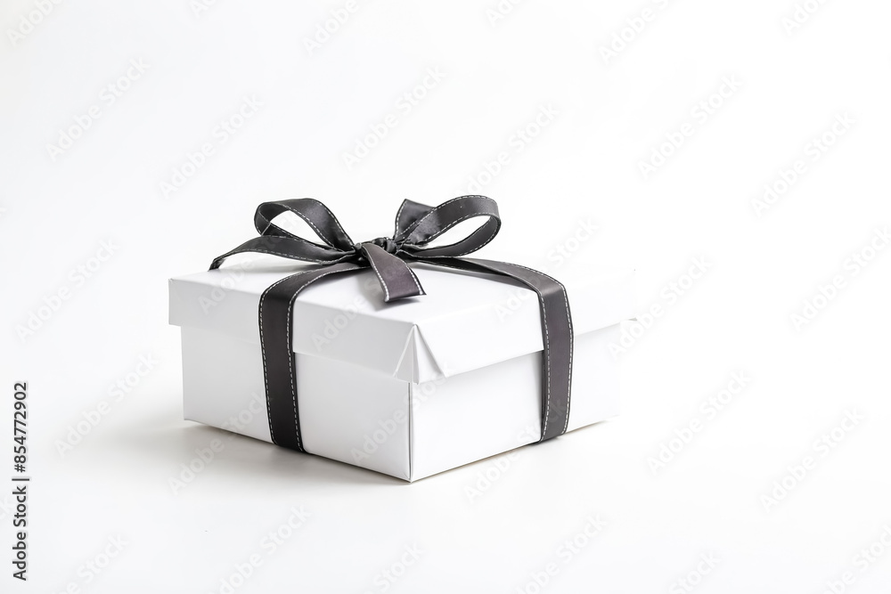 Obraz premium White Gift Box with Black Ribbon