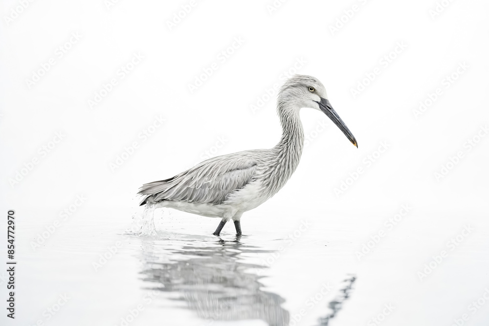 Fototapeta premium Grey Heron Walking in Shallow Water