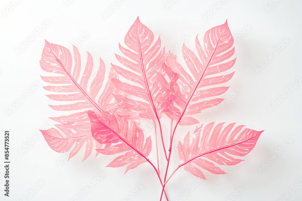 Pink Tropical Leaves on White Background Pink Tropical Leaves on White Background