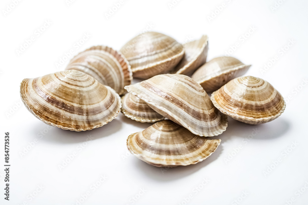 Closeup of Seashells on White Background Closeup of Seashells on White Background