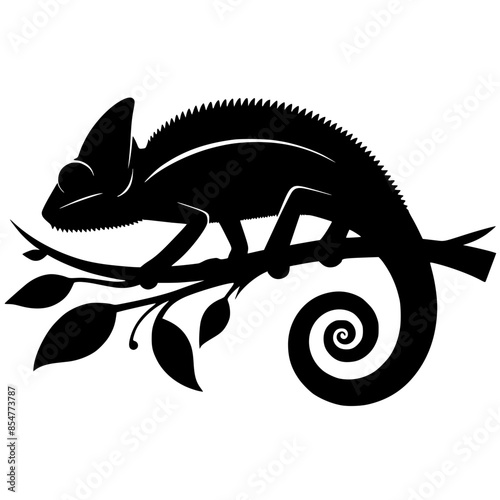 Beautiful chameleon silhouette