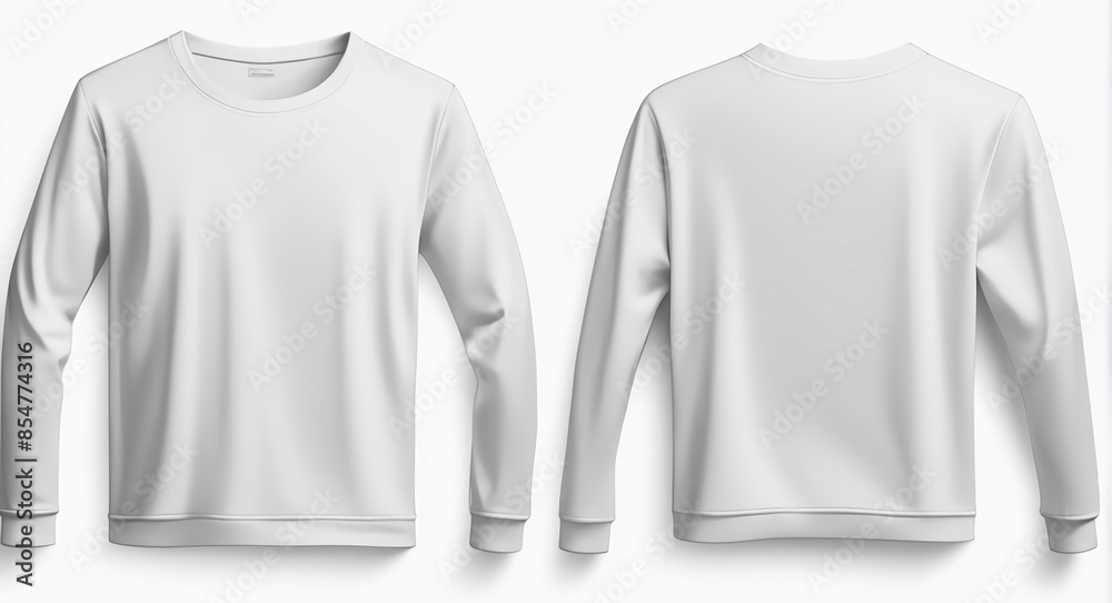 Set of white front and back view tee sweatshirt sweater long sleeve on white background cutout, Mockup template for artwork graphic design Set of white front and back view tee sweatshirt sweater long sleeve on white background cutout, Mockup template for artwork graphic design