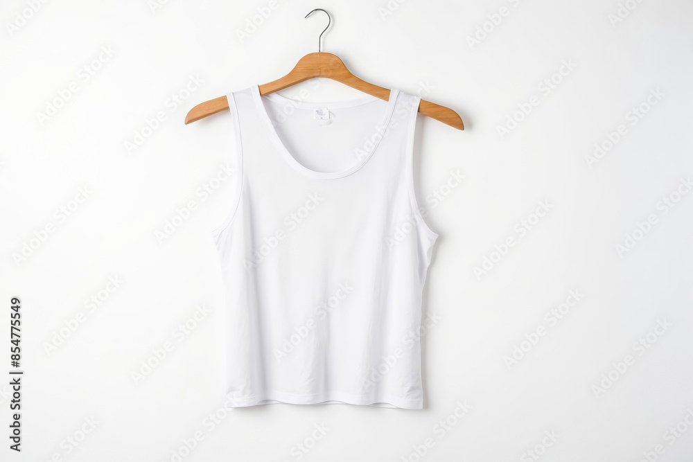 Blank White Tank Top on Wooden Hanger Blank White Tank Top on Wooden Hanger