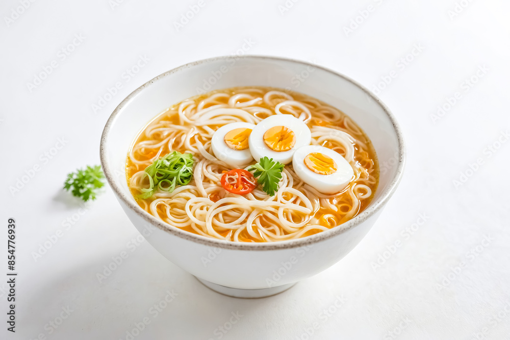 Close-up of a bowl of ramen with a soft-boiled egg Close-up of a bowl of ramen with a soft-boiled egg