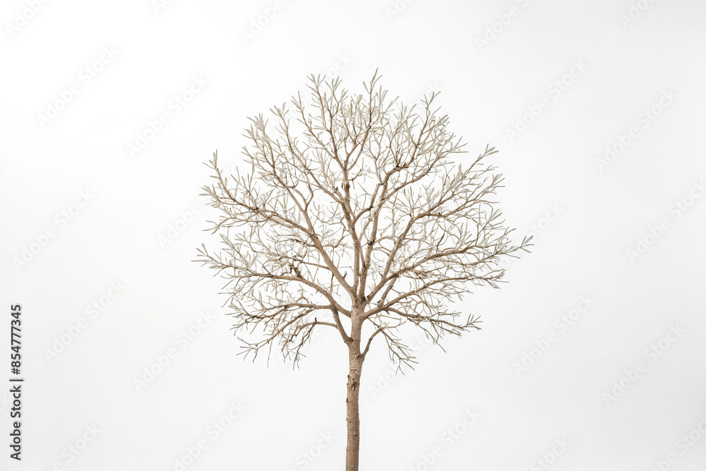 Obraz premium Bare Tree Silhouette Against White Background