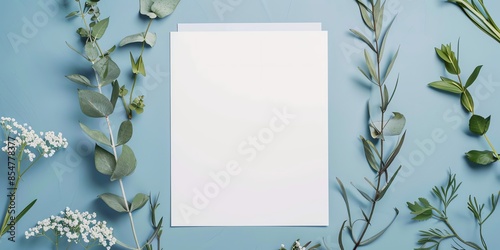 Invitation card mockup with empty paper blank decortion photo