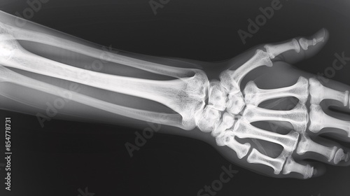 X-ray showing a comminuted fracture of the radius