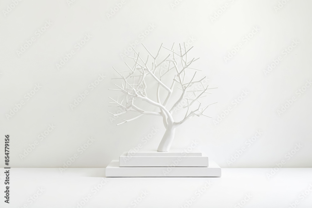 White Tree Sculpture on White Pedestal White Tree Sculpture on White Pedestal