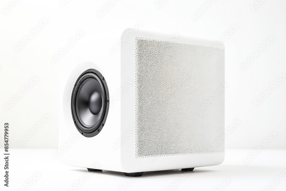 Obraz premium White Subwoofer Speaker with Black Driver