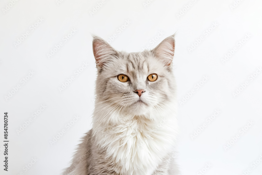 White Cat Portrait on White Background White Cat Portrait on White Background