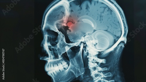 High-resolution X-ray showing an intracranial hematoma in the frontal lobe
