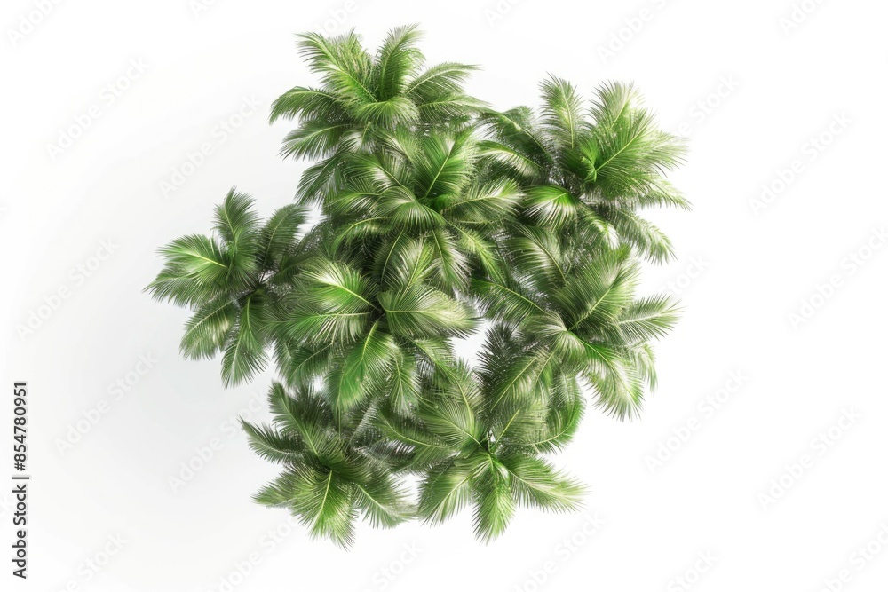 Top View. Coconut Tree Plan Layout with White Background, 3D Render Top View. Coconut Tree Plan Layout with White Background, 3D Render